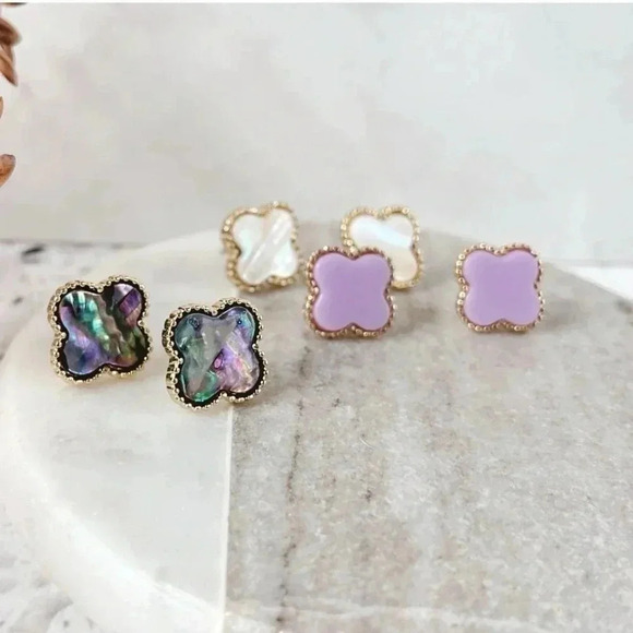 Park Lane Lavender Quatrefoil  Earrings 💜 - Picture 4 of 8